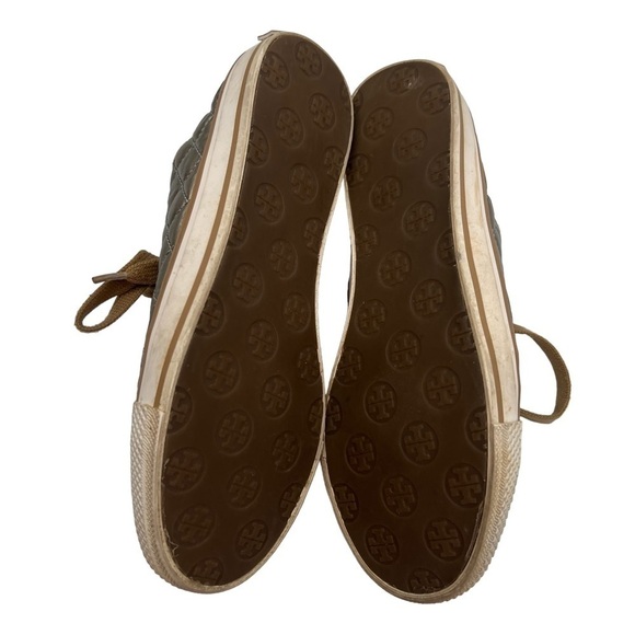 Tory Burch Gold Quilted Lace Up Cap Toe Sneakers Size 8.5 Women’s - Picture 8 of 10